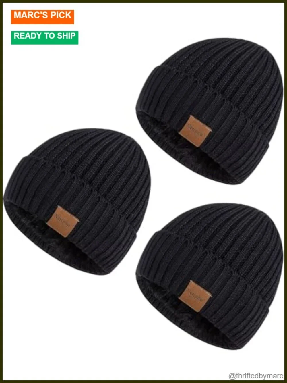 Winter Beanie Hats 3 Pack Fleece Lined Thermal Knit Skull Caps Unisex